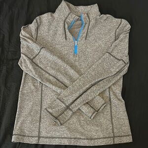 Lululemon Half Zip Pullover – Heather Gray with Blue Zip (Fits Like Men’s Small)